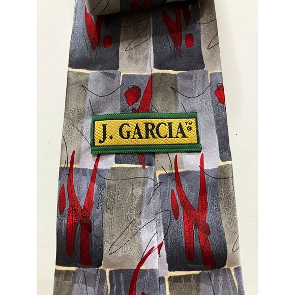 Grateful Dead Jerry Garcia Wetlands I Collection 14 Silk Tie Abstract Red Gray - Picture 5 of 7